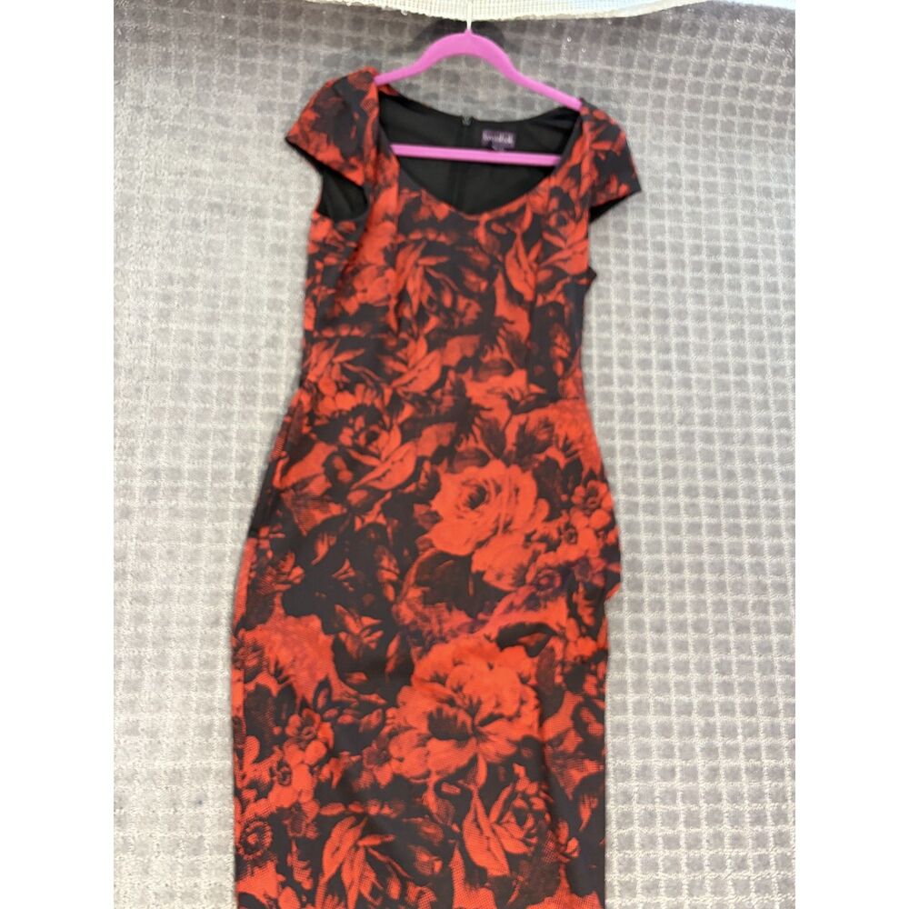 Long Tall Sally Cap shoulder red black roses dress NWOT US size 10 UK 14